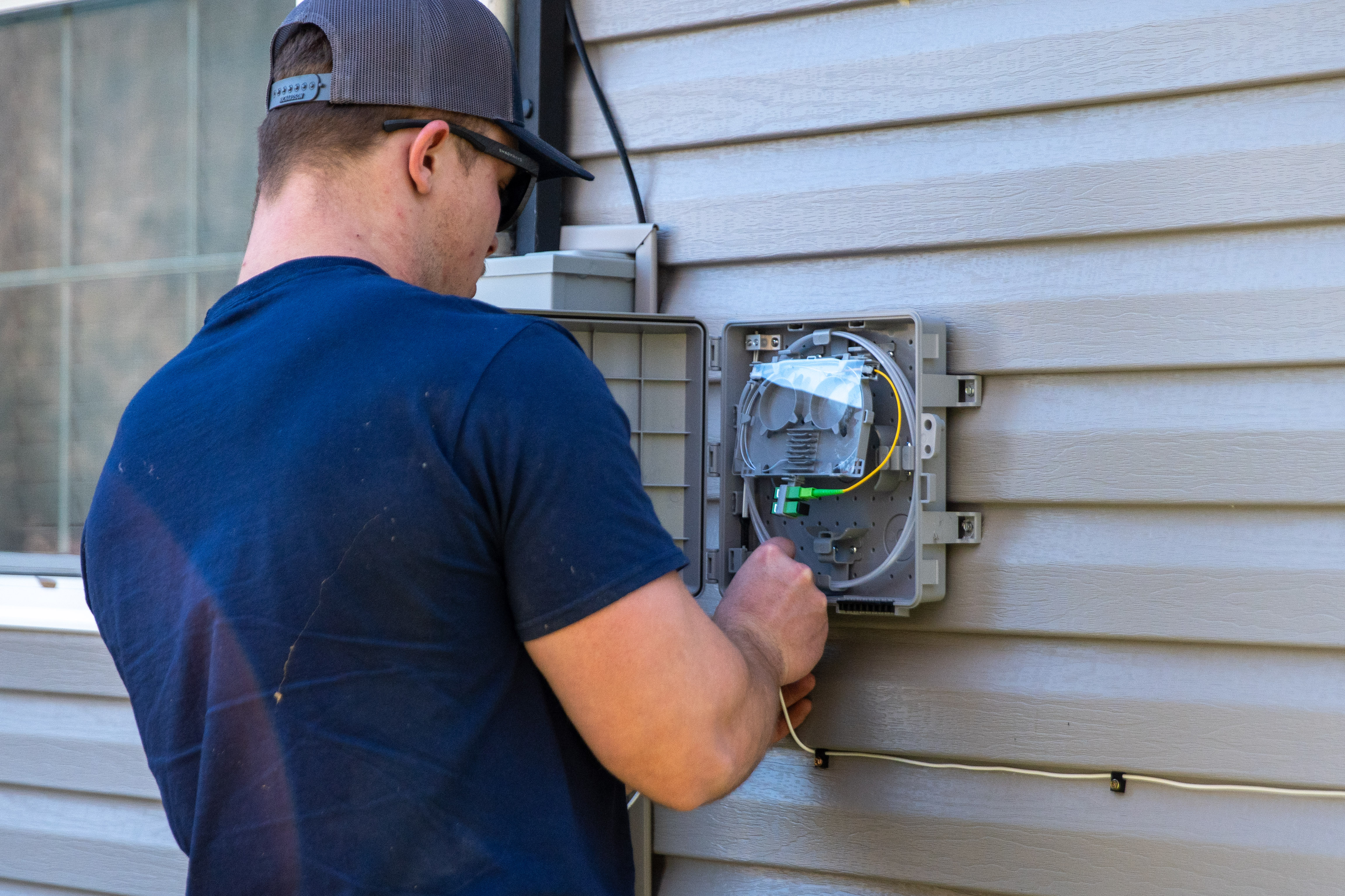 A KUB team member is now at the house working on the ONT system outside, i.e. bringing fiber lines to your home.